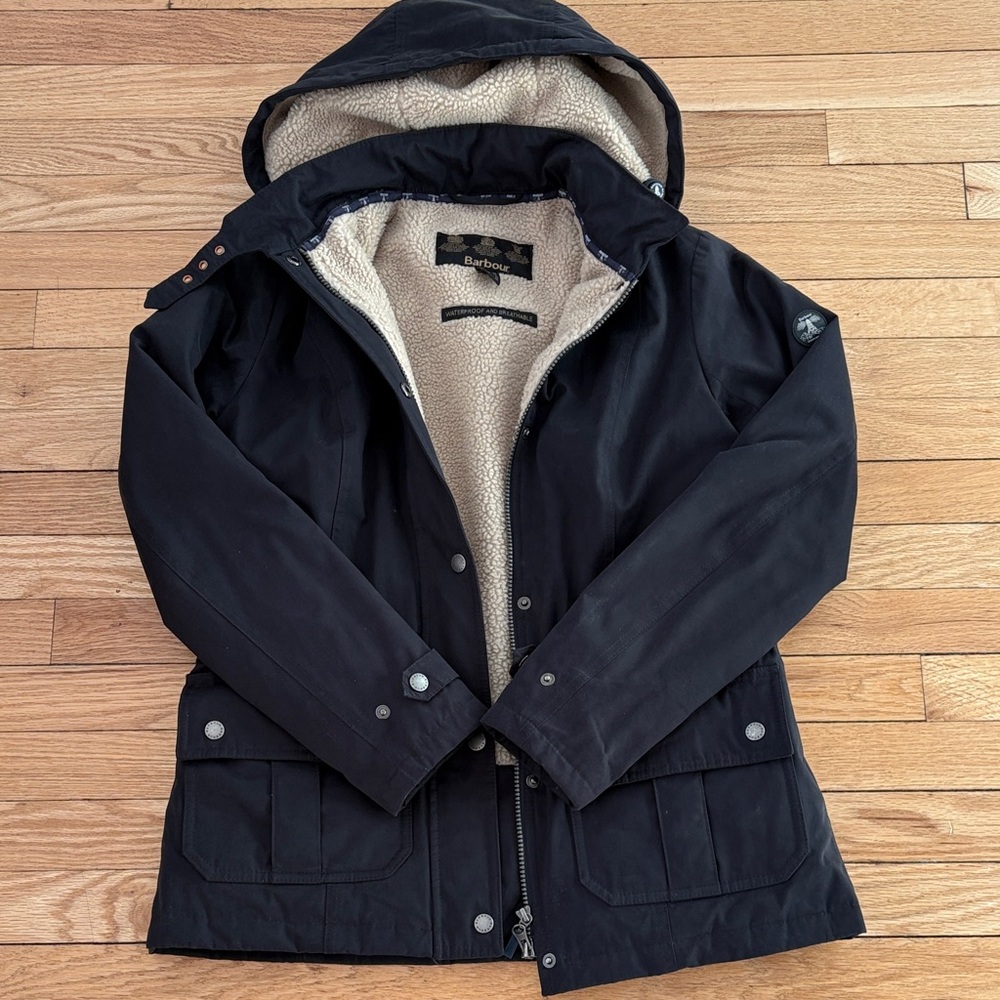 Barbour Women's Black Utility Jacket with Hood size 6